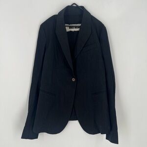 Uma Wang Rare Single Breasted Tailored Linen Blend Blazer Jacket In Black